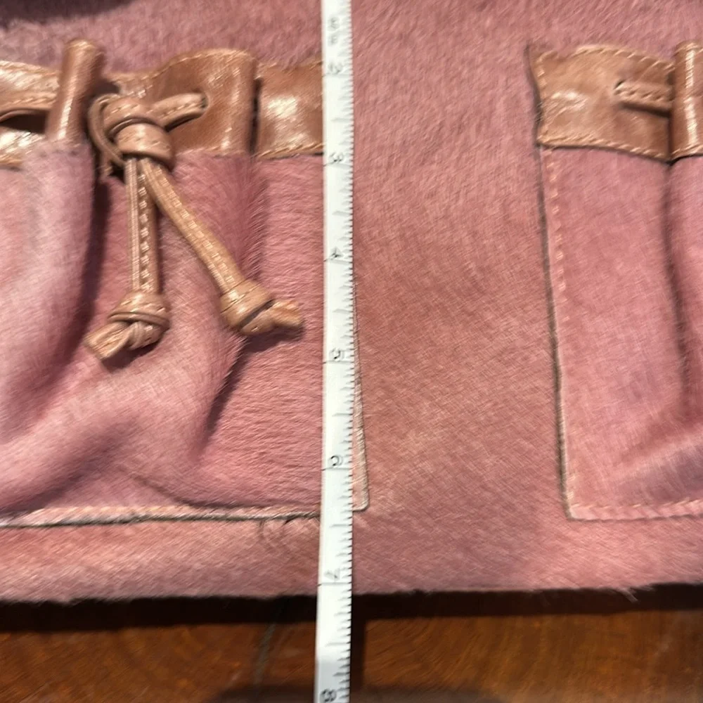 Italian Leather Mania Cowhide Handbag Dusty Pink Shoulder Bag Adj strap EUC - Picture 11 of 12